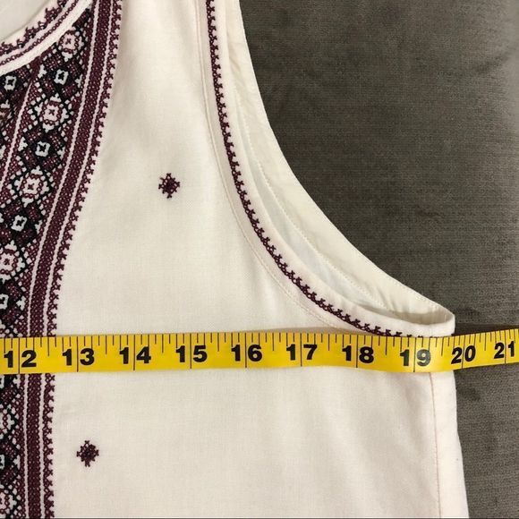 Madewell 8 Ivory boho embroidered sleeveless shirt dress tassel tie front vneck - Picture 6 of 6